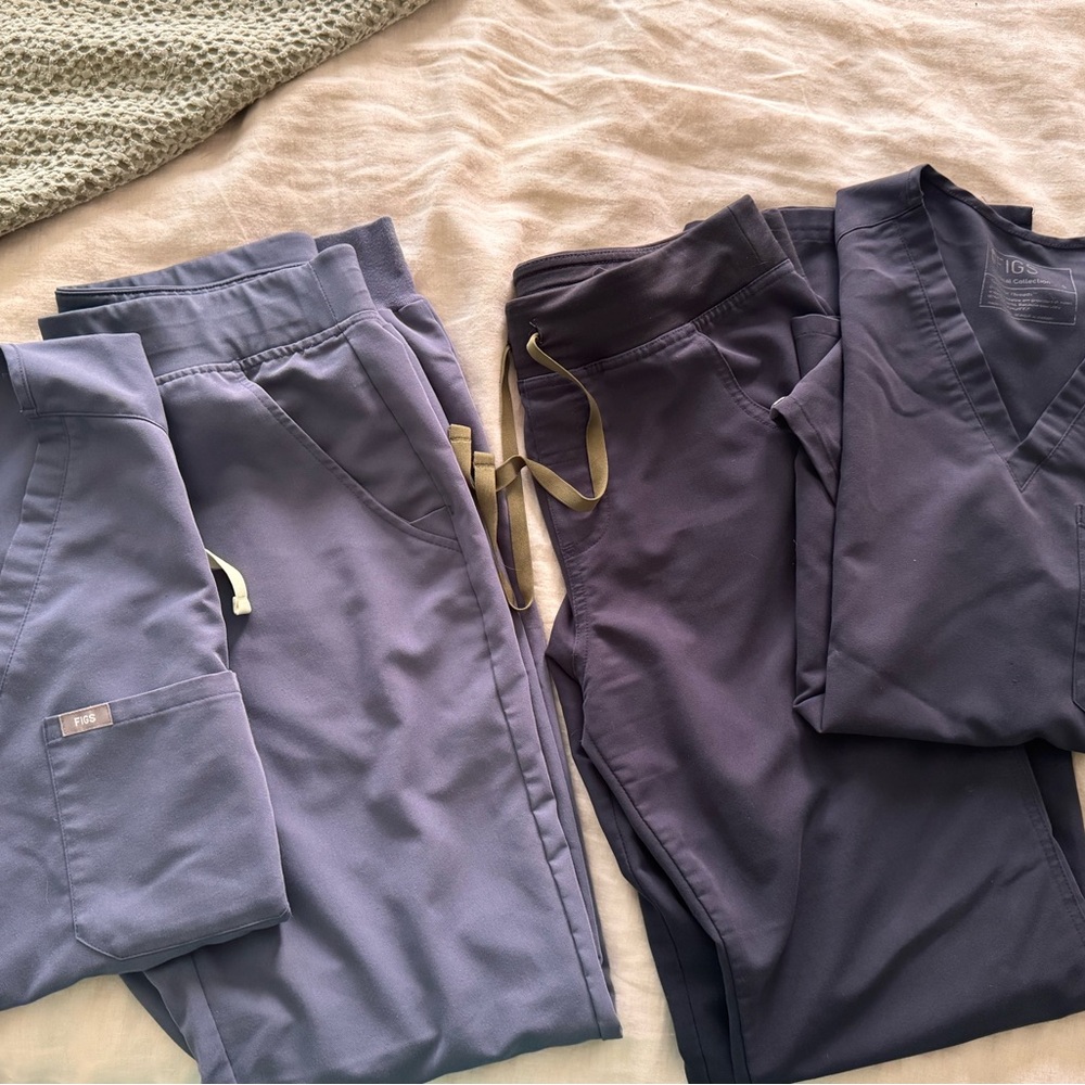 TWO sets figs scrubs